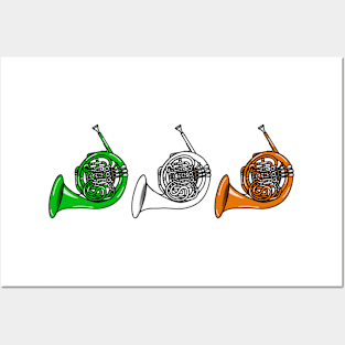 French Horn Irish Flag Brass Musician St Patrick's Day Posters and Art